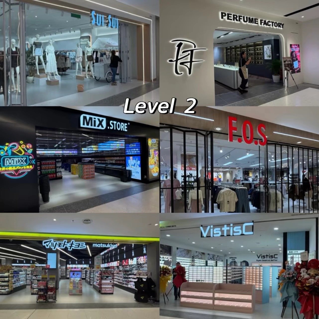 A collage of cafés and shops at SKS City Mall
